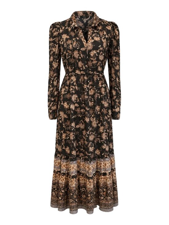 Olivaceous Dresses & Skirts - Olivaceous Prairie Floral Tiered Maxi Dress Black Boho Whimsgoth Long Sleeve S
